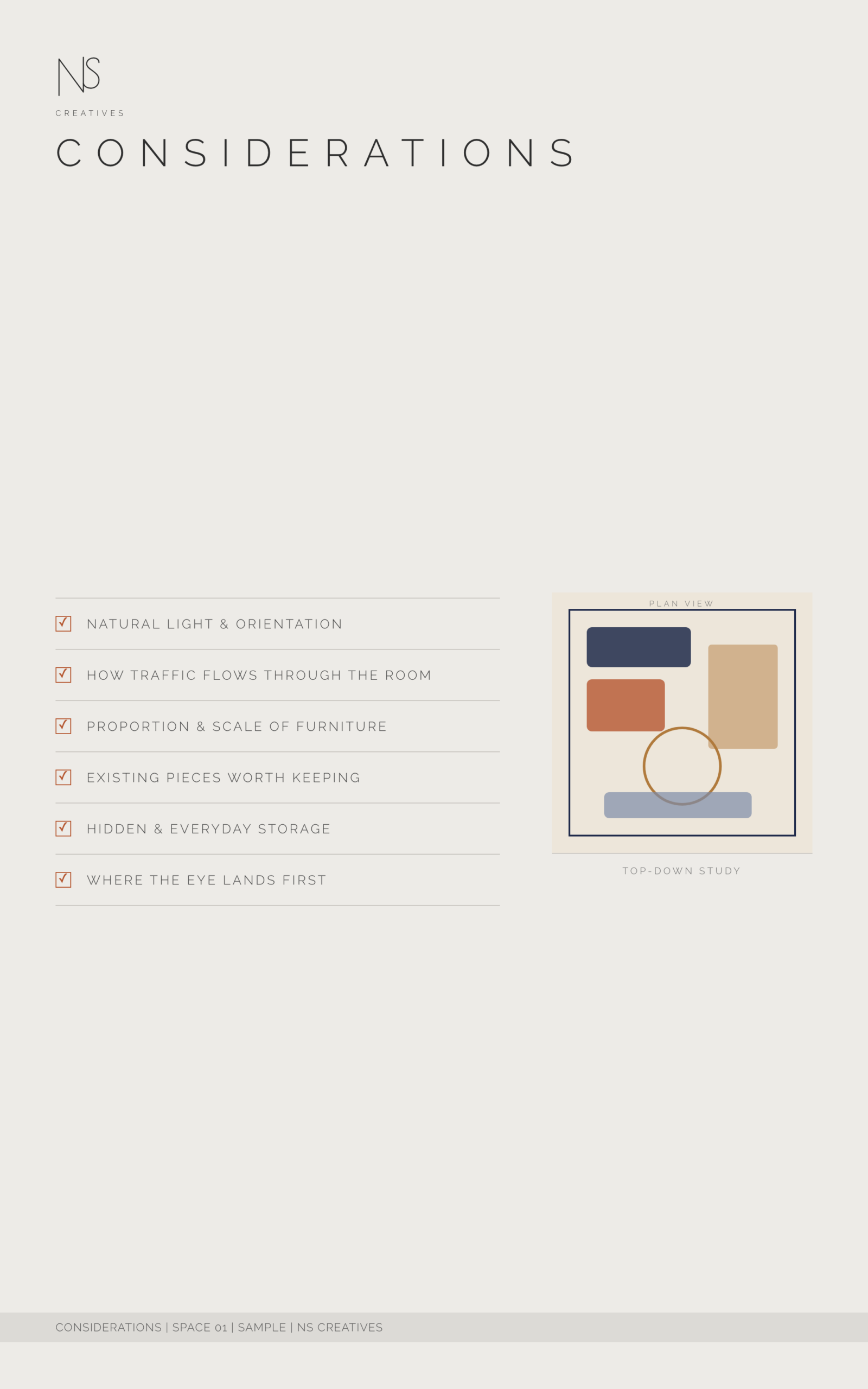 Living Room Considerations — sample deliverable page