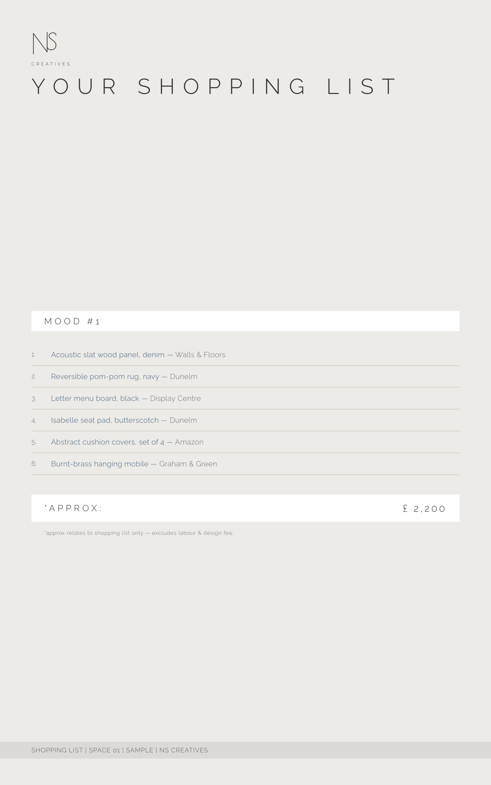 Shopping List — sample deliverable page